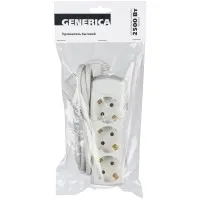 У03 3 места, 1,5м GENERICA (WYP10-10-03-D15-Z-G). Удлинитель 3 места 2P+PE, 3х1 кв.мм, 10А, 250В. IEK