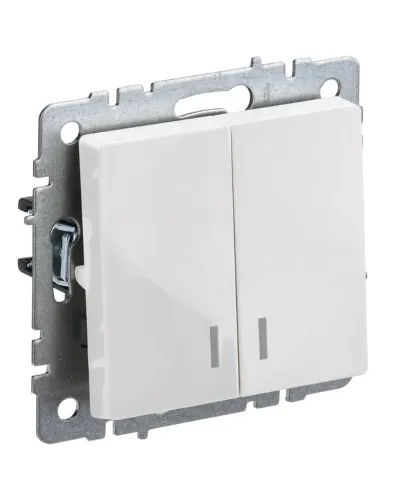 Выключатель 2-клавишный ВС10-2-1-БрБ белый BRITE (BR-V20-1-10-K01). Выключатель с индикацией. IEK в Ульяновске