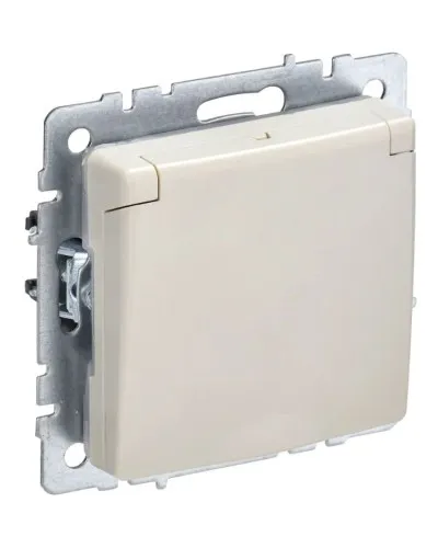 Розетка с з/к РСбш10-3-44-БрКр бежевый BRITE (BR-R16-16-44-K10). Розетка с заземлением с защитными шторками и крышкой. IEK в Ульяновске
