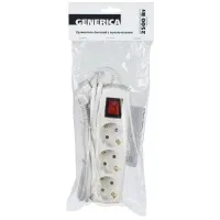 У03В 3 места, 3м GENERICA (WYP10-10-03-03-ZK-G). Удлинитель 3 места 2P+PE, 3х1 кв.мм, 10А, 250В. IEK