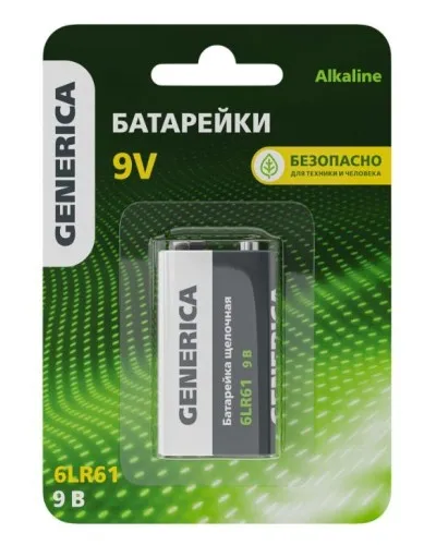 Батарейка Alkaline 6LR61 9V GENERICA (ABT-6LR619V-ST-L02-G). Батарейка щелочная. IEK в Ульяновске