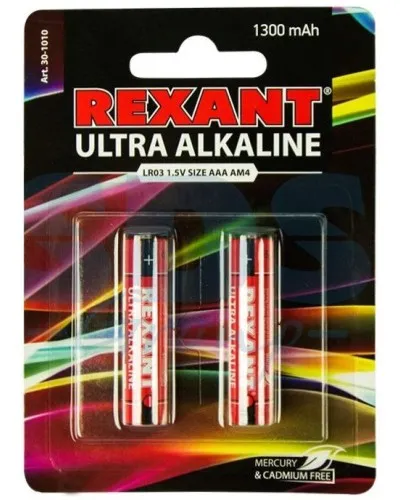 Ультра алкалиновая батарейка AAA/LR03 1,5 V 2 шт. блистер REXANT (30-1010). Элемент питания. Rexant в Ульяновске