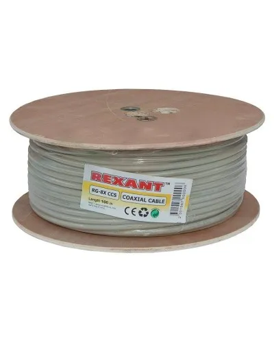 RG-8X, 50 Ом, CCS/Al/A, 75% (01-2021). Кабель коаксиальный радиочастотный. Rexant в Ульяновске