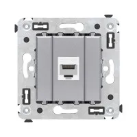 Розетка RJ-45 в стену, кат.5E, Avanti, одинарная, закаленная сталь (4404663). Розетка компьютерная. ДКС