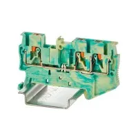Клемма заземления, 3 точки подключения, 2.5 кв.мм (VPR-2.5-TWIN-PE-YG). Клемма заземления, зажим push-in. ДКС