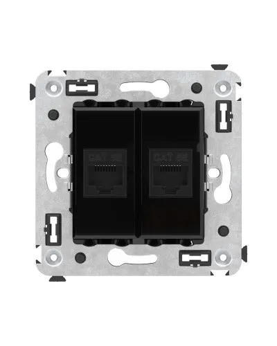 Розетка RJ-45 в стену, кат.5E, Avanti, двойная, черный квадрат (4402664). Розетка компьютерная. ДКС в Ульяновске