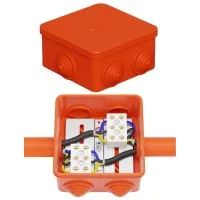 Коробка JBS080 85х85х50, 6 вых., 5P (0,15-2,5 мм²) (43021HF). Коробка монтажная, огнестойкая, без галогена. Экопласт