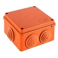 Коробка JBS100 100х100х55, 6 вых., 4P (2,5-16мм²) (43327HF): Коробка монтажная, огнестойкая, без галогена
